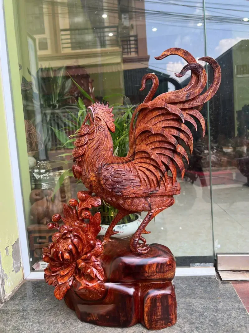 nhat-ke-tai-G6330-4 Tượng Nhất Kê Tài Lộc Gỗ Cẩm Hàng Đục Kỹ Sắc Nét G6330