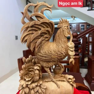 nhat-ke-ung-G5833-1 Tượng Nhất Kê Đứng Bao Tiền Gỗ Ngọc Am Liền Khối G5833