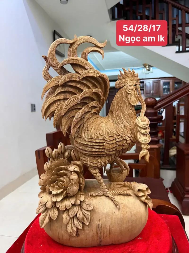 nhat-ke-ung-G5833-1 Tượng Nhất Kê Đứng Bao Tiền Gỗ Ngọc Am Liền Khối G5833
