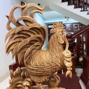 nhat-ke-ung-G5833-3 Tượng Nhất Kê Đứng Bao Tiền Gỗ Ngọc Am Liền Khối G5833