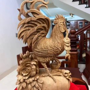 nhat-ke-ung-G5958-2 Tượng Nhất Kê Đứng Bao Tiền Gỗ Ngọc Am Liền Khối Đục Kỹ G5958