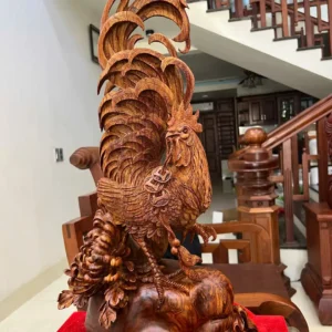 nhat-ke-ung-G6311-3 Tượng Nhất Kê Đứng Bao Tiền Gỗ Sưa Đỏ Liền Khối To Đẹp Hàng Nghệ Nhân Tắc Kê Chế Tác G6311