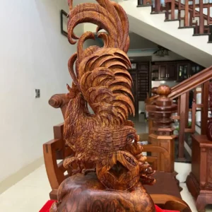 nhat-ke-ung-G6311-8 Tượng Nhất Kê Đứng Bao Tiền Gỗ Sưa Đỏ Liền Khối To Đẹp Hàng Nghệ Nhân Tắc Kê Chế Tác G6311