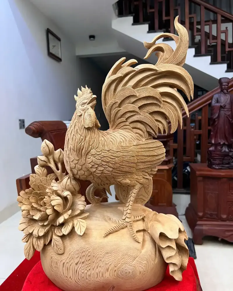 nhat-ke-ung-bao-tien-go-ngoc-am-G5067-2_Nhất Kê Đứng Bao Tiền Gỗ Ngọc Am Hàng Kỹ Liền Khối Giá 4.800 Triệu Kích Thước Cao 60cm, Ngang 37cm, Sâu 20cm Tượng Nhất Kê Đứng Bao Tiền Gỗ Ngọc Am Hàng Kỹ Liền Khối G5067