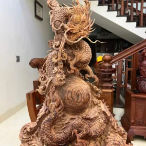 nhat-long-go-G6409-5 Tượng Nhất Long Gỗ Sưa Bắc Chất Gỗ Già Vân Tím Lịm Có Sơn G6409