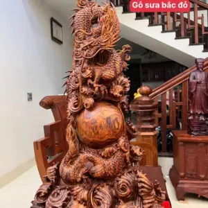 Tượng Nhất Long Gỗ Sưa Bắc To Đẹp Gỗ Già Vân Đẹp Đục Kỹ Sắc Nét Liền Khối G5054