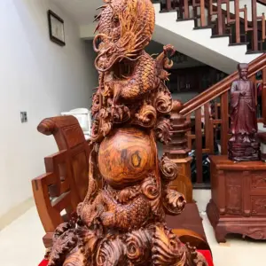Tượng Nhất Long Gỗ Sưa Bắc To Đẹp Gỗ Già Vân Đẹp Đục Kỹ Sắc Nét Liền Khối G5054