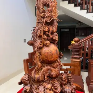 Tượng Nhất Long Gỗ Sưa Bắc To Đẹp Gỗ Già Vân Đẹp Đục Kỹ Sắc Nét Liền Khối G5054