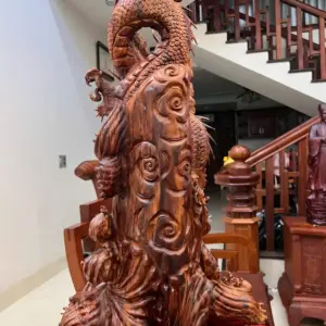 Tượng Nhất Long Gỗ Sưa Bắc To Đẹp Gỗ Già Vân Đẹp Đục Kỹ Sắc Nét Liền Khối G5054
