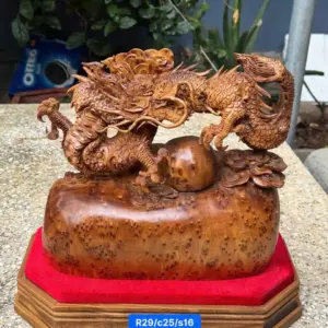 nhat-long-nha-ngoc-go-nu-ngoc-G5387-1 Tượng Nhất Long Nhả Ngọc Gỗ Nu Ngọc Am Hàng Kỹ Nét Liền Khối G5387