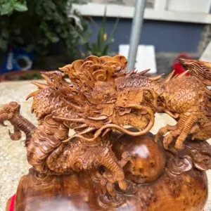 nhat-long-nha-ngoc-go-nu-ngoc-G5387-2 Tượng Nhất Long Nhả Ngọc Gỗ Nu Ngọc Am Hàng Kỹ Nét Liền Khối G5387