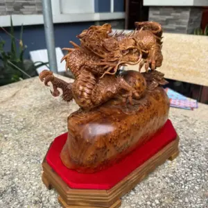 nhat-long-nha-ngoc-go-nu-ngoc-G5387-3 Tượng Nhất Long Nhả Ngọc Gỗ Nu Ngọc Am Hàng Kỹ Nét Liền Khối G5387