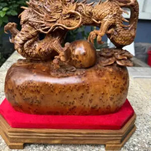 nhat-long-nha-ngoc-go-nu-ngoc-G5387-4 Tượng Nhất Long Nhả Ngọc Gỗ Nu Ngọc Am Hàng Kỹ Nét Liền Khối G5387
