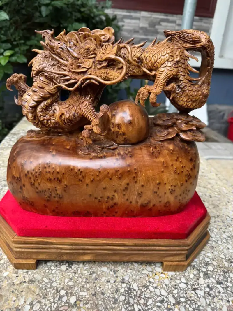 nhat-long-nha-ngoc-go-nu-ngoc-G5387-4 Tượng Nhất Long Nhả Ngọc Gỗ Nu Ngọc Am Hàng Kỹ Nét Liền Khối G5387