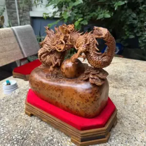 nhat-long-nha-ngoc-go-nu-ngoc-G5387-5 Tượng Nhất Long Nhả Ngọc Gỗ Nu Ngọc Am Hàng Kỹ Nét Liền Khối G5387