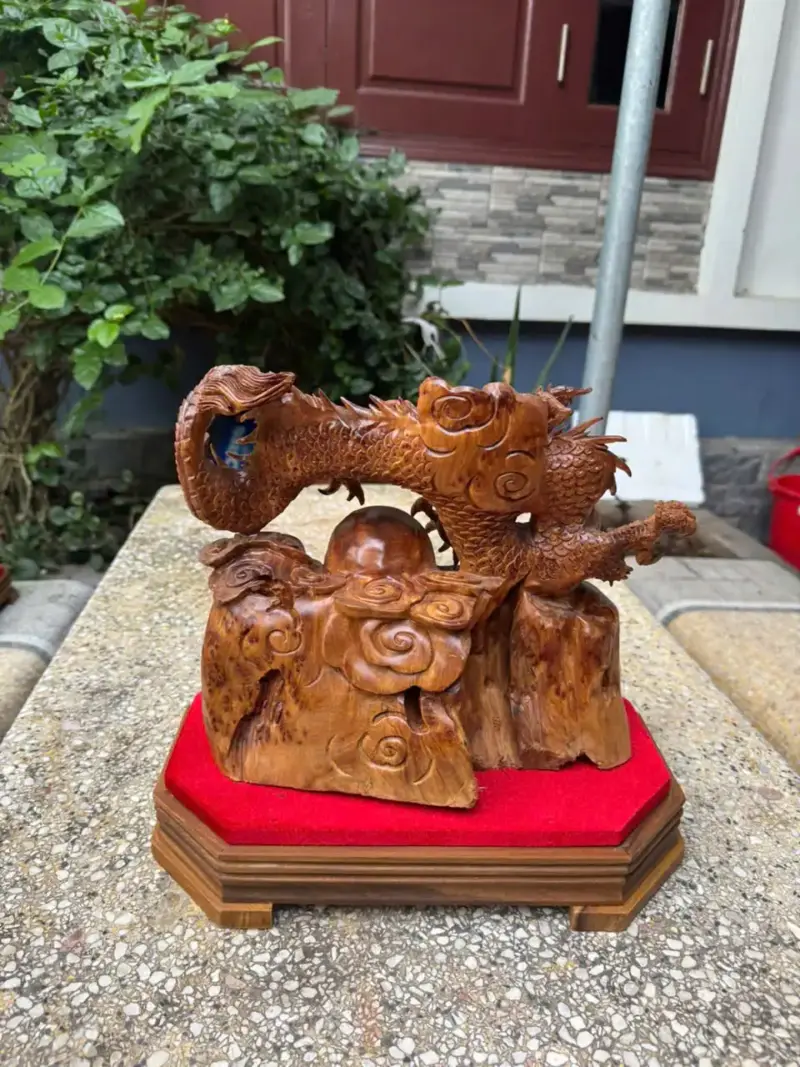 nhat-long-nha-ngoc-go-nu-ngoc-G5387-6 Tượng Nhất Long Nhả Ngọc Gỗ Nu Ngọc Am Hàng Kỹ Nét Liền Khối G5387