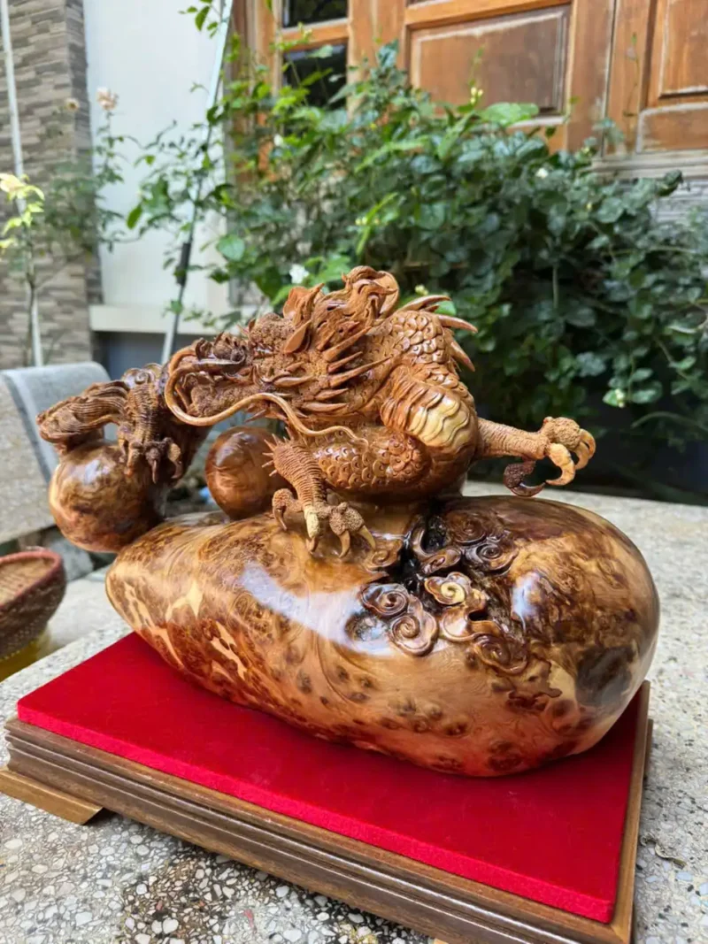nhat-long-nha-ngoc-go-nu-ngoc-G5915-4 Tượng Nhất Long Nhả Ngọc Gỗ Nu Ngọc Am Hàng Kỹ Nét Đẹp Liền Khối G5915