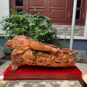 nhat-long-nhu-y-go-sua-bac-G5338-3 Tượng Nhất Long Như Ý Gỗ Sưa Bắc Đỏ Liền Khối To Đẹp Hàng Kỹ Nét G5338