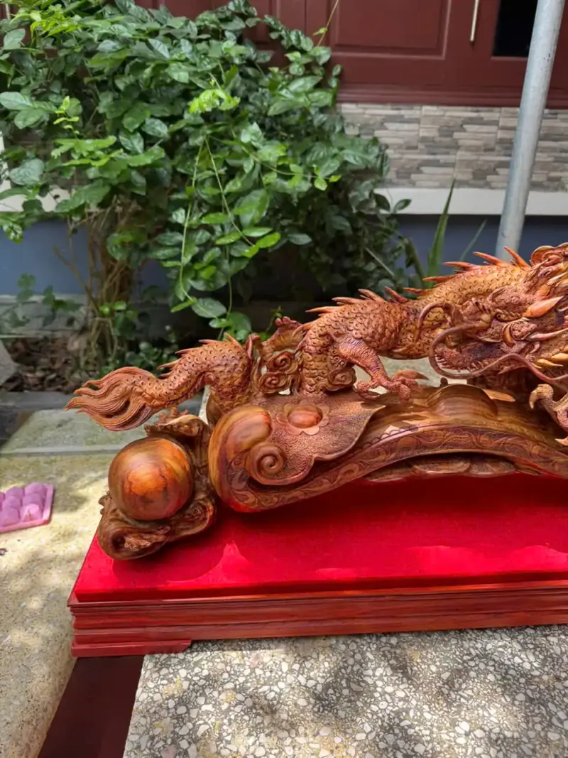 nhat-long-nhu-y-go-sua-bac-G5338-4 Tượng Nhất Long Như Ý Gỗ Sưa Bắc Đỏ Liền Khối To Đẹp Hàng Kỹ Nét G5338