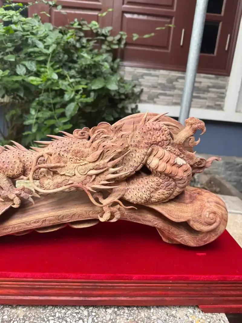 nhat-long-quan-gay-nhu-y-go-sua-bac-G5775-2 Tượng Nhất Long Quấn Gậy Như Ý Gỗ Sưa Bắc Đỏ Hàng Kỹ Nét Đẹp G5775