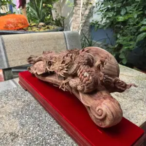 nhat-long-quan-gay-nhu-y-go-sua-bac-G5775-4 Tượng Nhất Long Quấn Gậy Như Ý Gỗ Sưa Bắc Đỏ Hàng Kỹ Nét Đẹp G5775