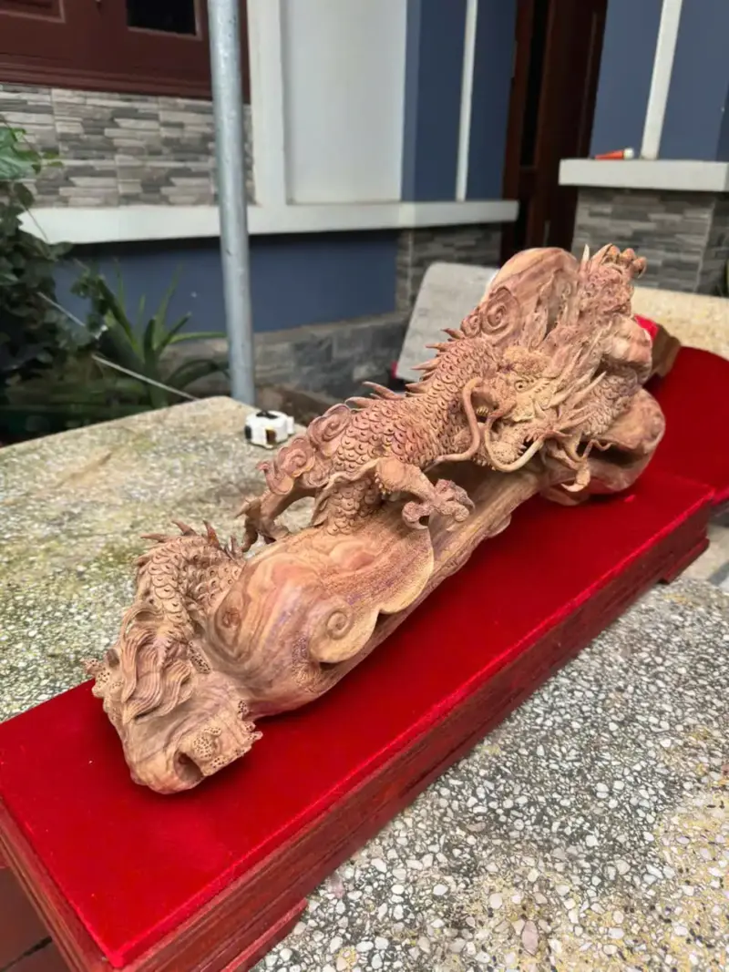 nhat-long-quan-gay-nhu-y-go-sua-bac-G5775-6 Tượng Nhất Long Quấn Gậy Như Ý Gỗ Sưa Bắc Đỏ Hàng Kỹ Nét Đẹp G5775
