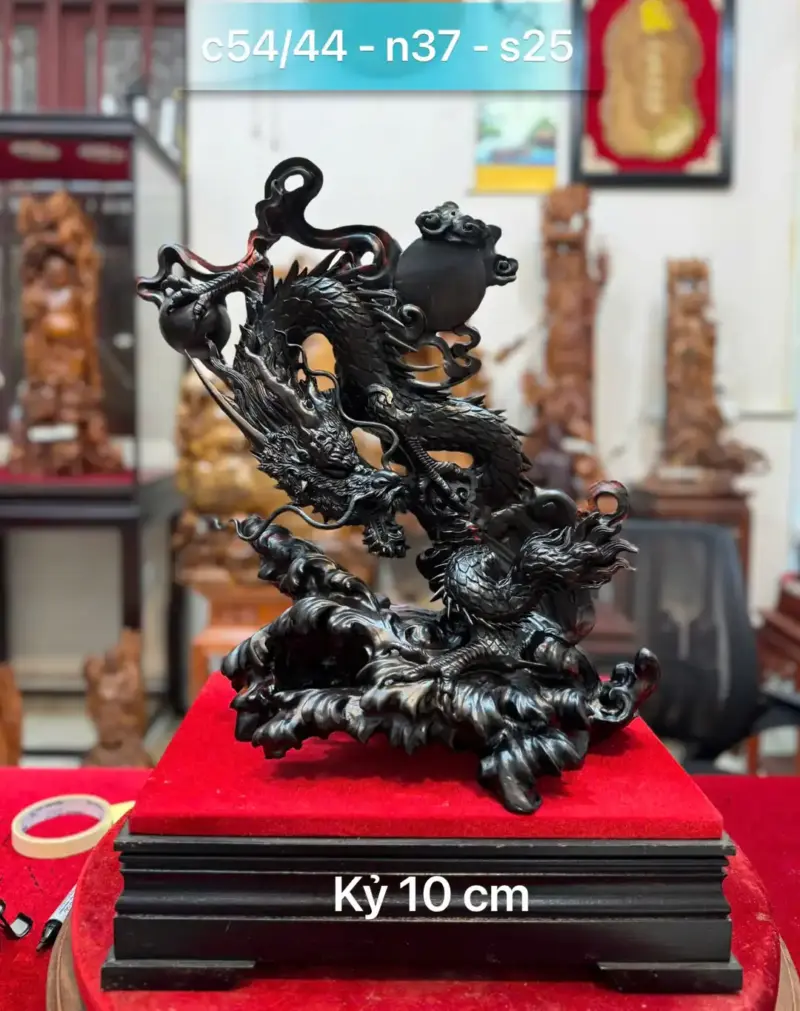 nhat-long-von-ngoc-go-trac-hang-G5342-1 Tượng Nhất Long Vờn Ngọc Gỗ Trắc Hàng Đẹp Liền Khối G5342
