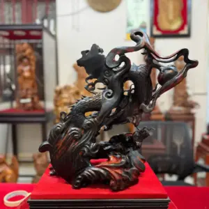 nhat-long-von-ngoc-go-trac-hang-G5342-3 Tượng Nhất Long Vờn Ngọc Gỗ Trắc Hàng Đẹp Liền Khối G5342