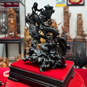 nhat-long-von-ngoc-go-trac-hang-G5342-5 Tượng Nhất Long Vờn Ngọc Gỗ Trắc Hàng Đẹp Liền Khối G5342
