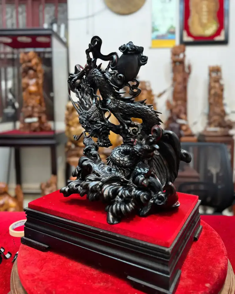 nhat-long-von-ngoc-go-trac-hang-G5342-5 Tượng Nhất Long Vờn Ngọc Gỗ Trắc Hàng Đẹp Liền Khối G5342