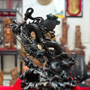 nhat-long-von-ngoc-go-trac-hang-G5342-6 Tượng Nhất Long Vờn Ngọc Gỗ Trắc Hàng Đẹp Liền Khối G5342