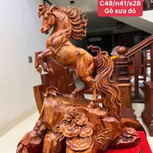 nhat-ma-go-G5777-1 Tượng Nhất Mã Gỗ Sưa Bắc Hàng Kỹ Có Chiện Nghệ Nhân Liền Khối G5777