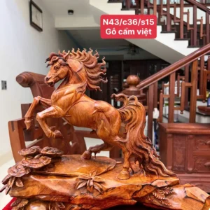 nhat-ma-go-G5882-1 Tượng Nhất Mã Gỗ Cẩm Việt Liền Khối Hàng Kỹ Nét G5882