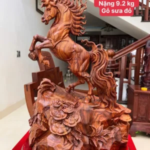 nhat-ma-go-G5916-1 Tượng Nhất Mã Gỗ Sưa Đỏ Vân Nhiều Đẹp Hàng Kỹ G5916