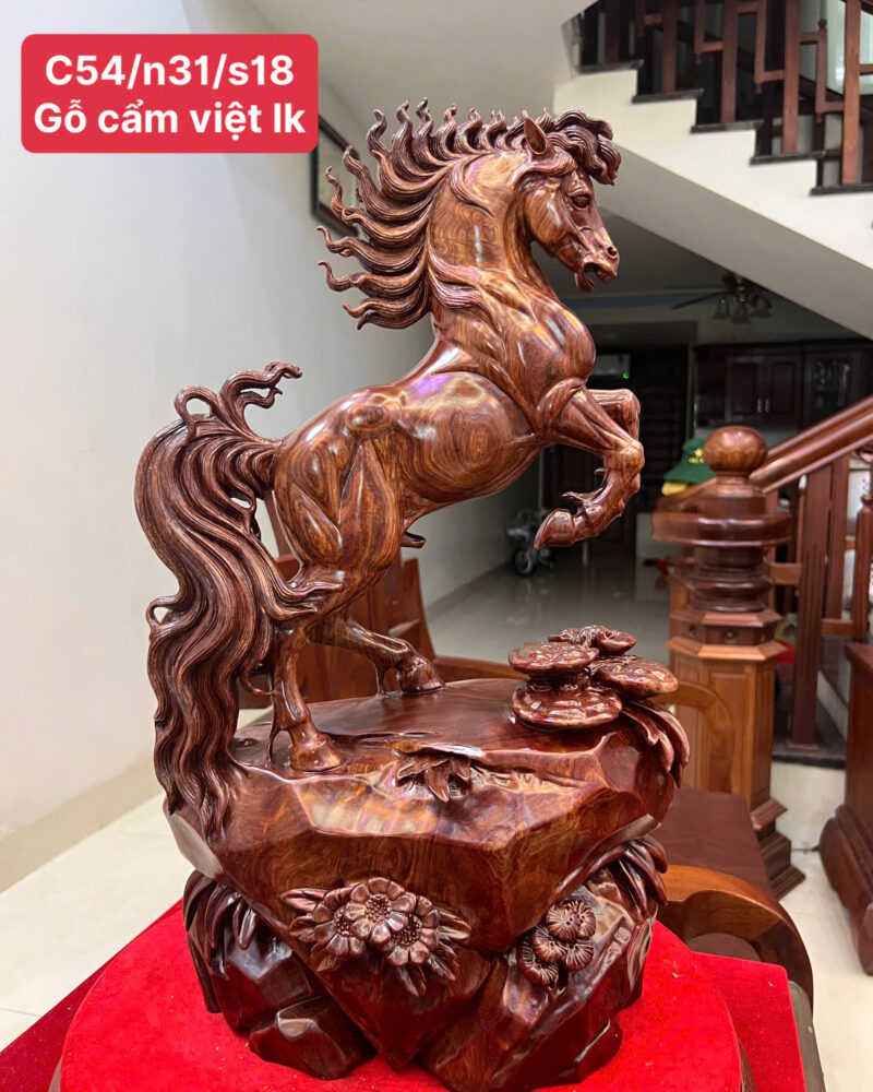 nhat-ma-go-G6195-1 Tượng Nhất Mã Gỗ Cẩm Việt Liền Khối G6195