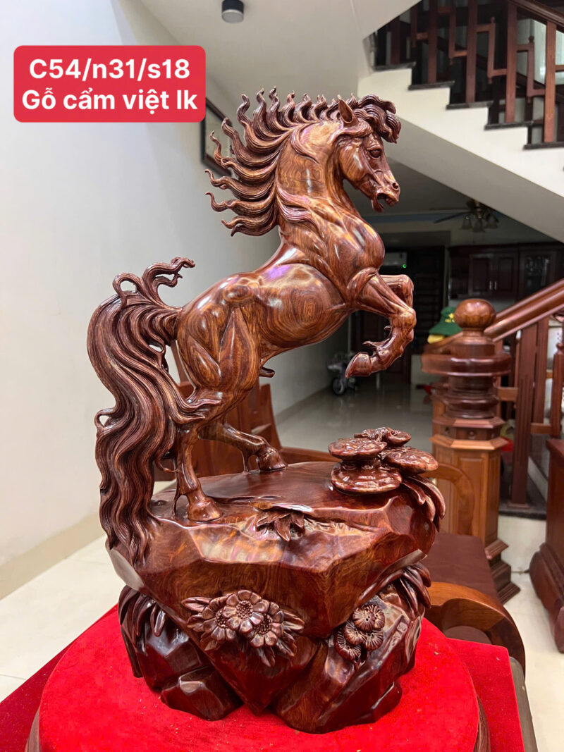 nhat-ma-go-G6195-1 Tượng Nhất Mã Gỗ Cẩm Việt Liền Khối G6195