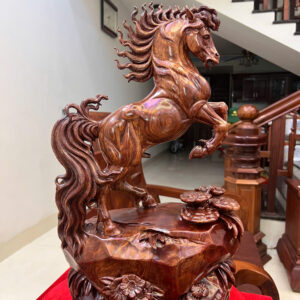 nhat-ma-go-G6195-2 Tượng Nhất Mã Gỗ Cẩm Việt Liền Khối G6195