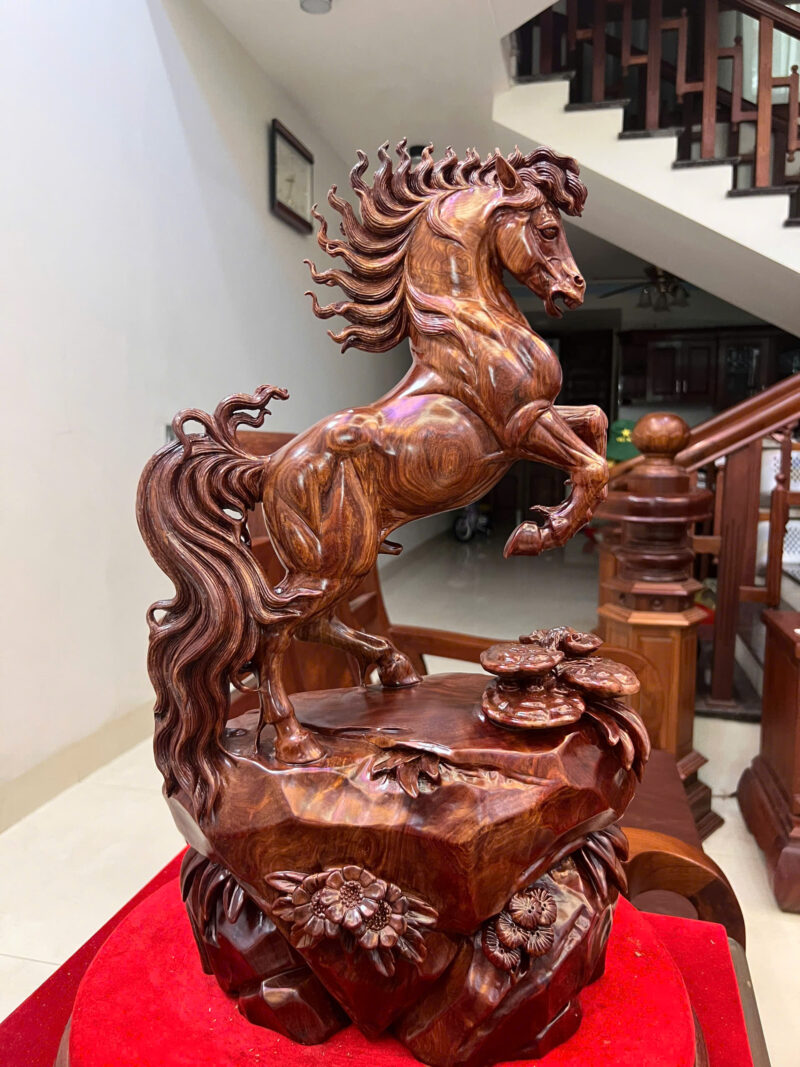 nhat-ma-go-G6195-2 Tượng Nhất Mã Gỗ Cẩm Việt Liền Khối G6195