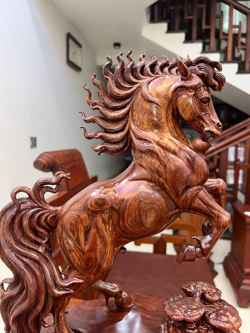 nhat-ma-go-G6195-3 Tượng Nhất Mã Gỗ Cẩm Việt Liền Khối G6195