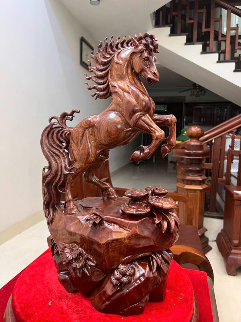 nhat-ma-go-G6195-5 Tượng Nhất Mã Gỗ Cẩm Việt Liền Khối G6195