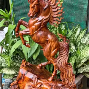 nhat-ma-goi-G5776-3 Tượng Nhất Mã Gỗ Sưa Bắc Hàng Kỹ Nét Liền Khối G5776
