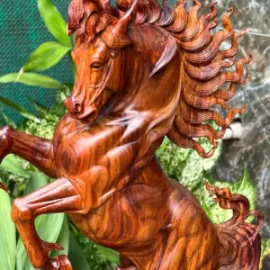 nhat-ma-goi-G5776-4 Tượng Nhất Mã Gỗ Sưa Bắc Hàng Kỹ Nét Liền Khối G5776