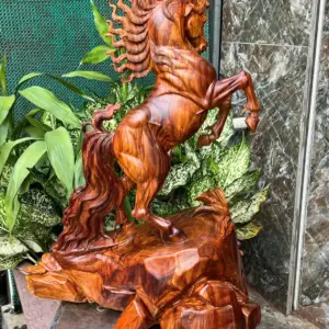 nhat-ma-goi-G5776-5 Tượng Nhất Mã Gỗ Sưa Bắc Hàng Kỹ Nét Liền Khối G5776