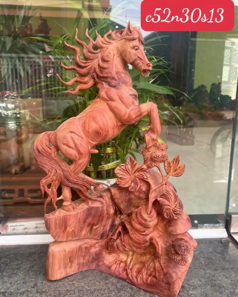 nhat-ma-huong-G5806-1 Tượng Nhất Mã Hương Ta Liền Khối Vân Siêu Đẹp Hàng Đục Kỹ Sắc Nét G5806