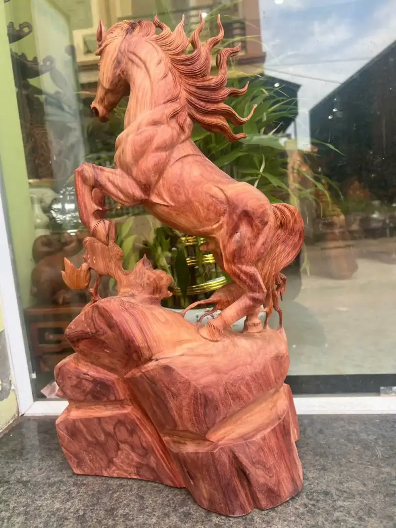 nhat-ma-huong-G5806-2 Tượng Nhất Mã Hương Ta Liền Khối Vân Siêu Đẹp Hàng Đục Kỹ Sắc Nét G5806