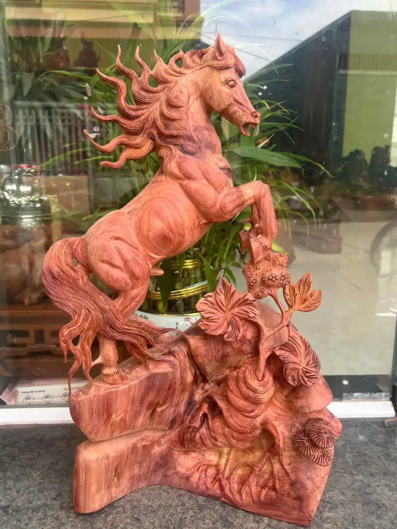 nhat-ma-huong-G5806-3 Tượng Nhất Mã Hương Ta Liền Khối Vân Siêu Đẹp Hàng Đục Kỹ Sắc Nét G5806