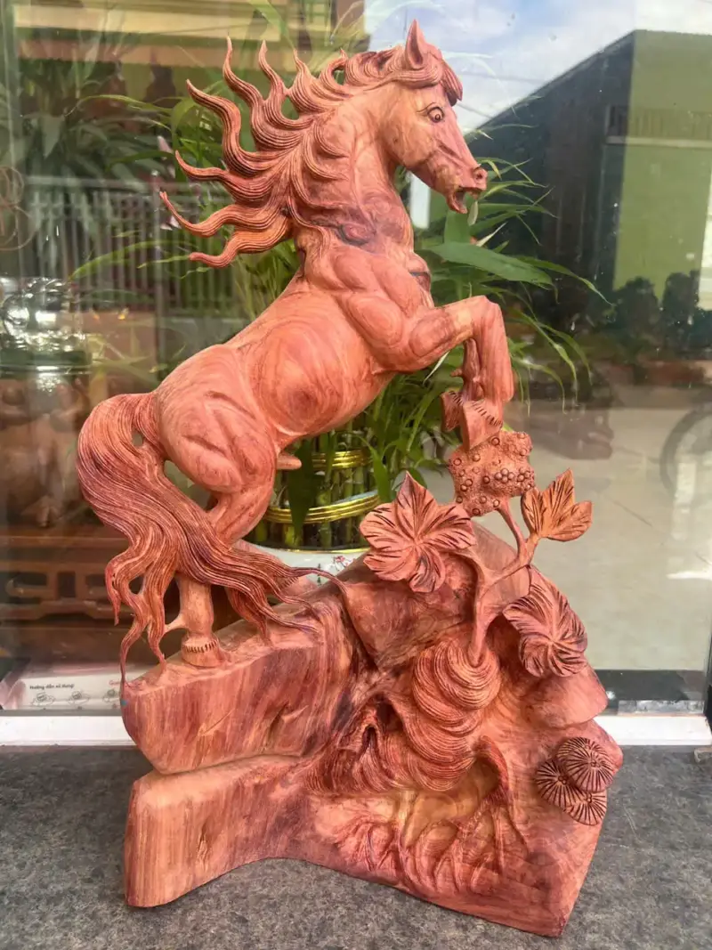 nhat-ma-huong-G5806-4 Tượng Nhất Mã Hương Ta Liền Khối Vân Siêu Đẹp Hàng Đục Kỹ Sắc Nét G5806