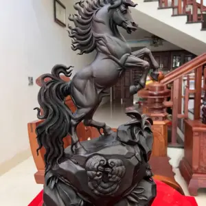 nhat-ma-phi-G5395-2 Tượng Nhất Mã Phi Thiên Gỗ Trắc Đen Liền Khối G5395