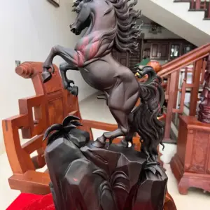 nhat-ma-phi-G5395-5 Tượng Nhất Mã Phi Thiên Gỗ Trắc Đen Liền Khối G5395