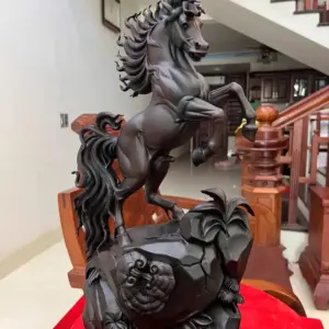 nhat-ma-phi-G5395-8 Tượng Nhất Mã Phi Thiên Gỗ Trắc Đen Liền Khối G5395